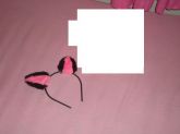 Arquinho de Orelhinha de Neko Preto e Rosa